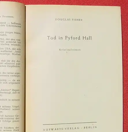 (1007813) Fischer "Tod in Pyford Hall". Kriminalroman. 1953. Der Aufwaerts-Kriminal-Roman. 41. Bd