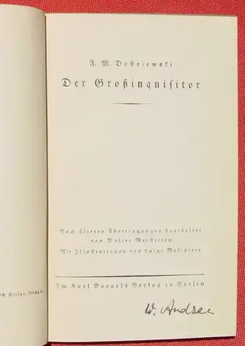 () Dostojewski "Der Grossinquisitor". Terra-Buecher Nr. 9. Voegels-Verlag, Berlin 1930-er Jahre