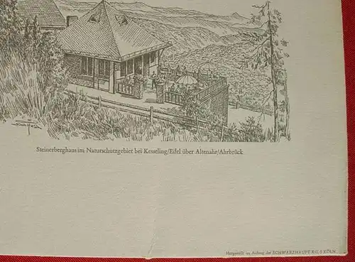 (1012274) "Romantische Eifelburgen" 12 Sepia-Zeichnungen von Erich Saalfeld - Koeln / Rhein.  Kuenstlermappe 1972