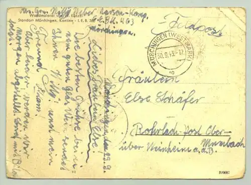 () 2 Karten. Ansichtskarte und Feldpostkarte von 1942-1943. FpK mit kleiner U-Boot-Abbildung nebst EK II 1939. Stark gebraucht