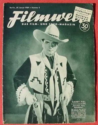 (1039124) Filmwelt Magazin. Berlin 20. 1. 1939. Mit 'Harry Piel' Titelbild