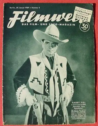 () Filmwelt Magazin. Berlin 20. 1. 1939. Mit 'Harry Piel' Titelbild