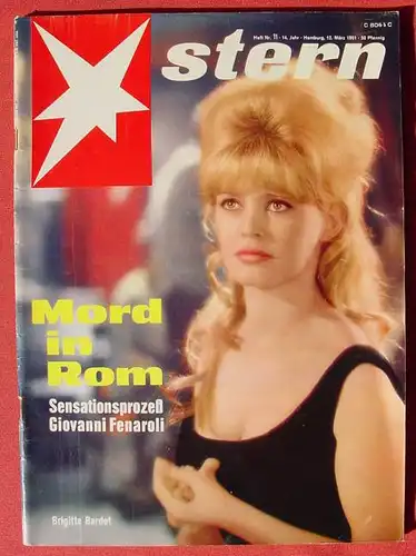 () Brigitte Bardot. Titelbild 'Der Stern' 132 Seiten, Magazin v. 12. 3. 1961