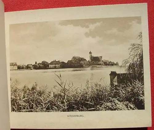 () "Der Bodensee" 12 Foto-Blaetter. Uebersichtsblatt u. Originaldeckel mit Goldpraegedruck