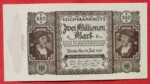 (1039080) Reichsbanknote 2 Millionen, Berlin 23. Juli 1923. Sehr guter Zustand # Geldschein # Banknote