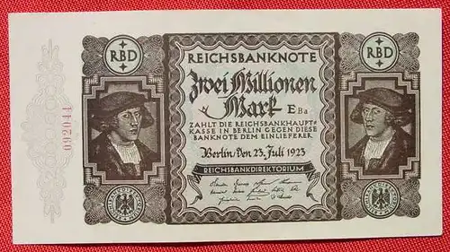 () Reichsbanknote 2 Millionen, Berlin 23. Juli 1923. Sehr guter Zustand # Geldschein # Banknote