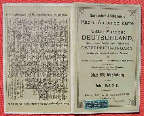 (1009745) Rad- u. Automobilkarte 'Magdeburg'. Ravenstein, Frankfurt /Main um 1910