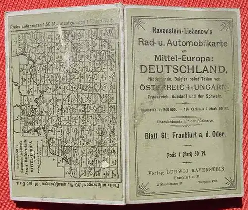 (1009747) Rad- u. Automobilkarte 'Frankfurt a. d. Oder'. Ravenstein, Frankfurt /Main um 1910