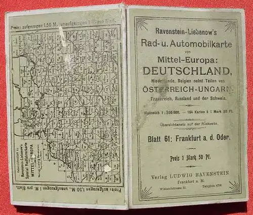 () Rad- u. Automobilkarte 'Frankfurt a. d. Oder'. Ravenstein, Frankfurt /Main um 1910