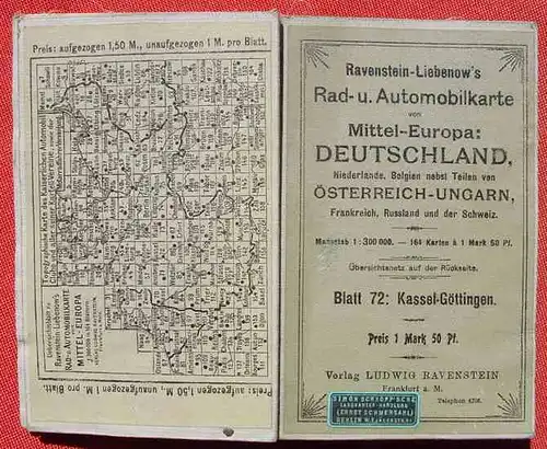 () Rad- u. Automobilkarte 'Kassel - Goettingen'. Ravenstein, Frankfurt /Main um 1910