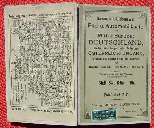 (1009751) Rad- u. Automobilkarte 'Koeln am Rhein'. Ravenstein, Frankfurt /Main um 1910