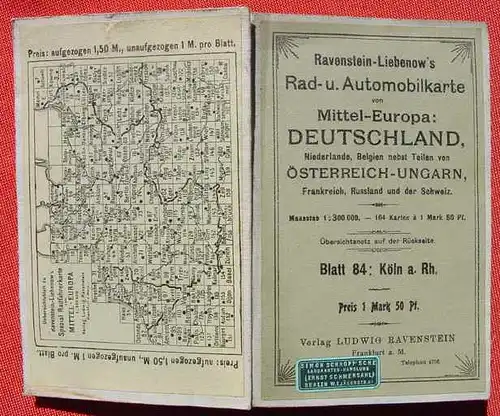 () Rad- u. Automobilkarte 'Koeln am Rhein'. Ravenstein, Frankfurt /Main um 1910