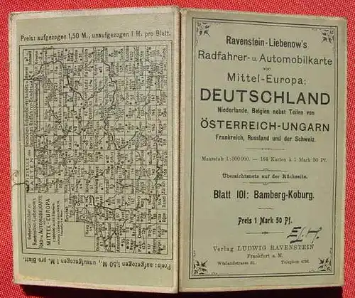 (1009753) Rad- u. Automobilkarte 'Bamberg - Koburg'. Ravenstein, Frankfurt /Main um 1910 ?