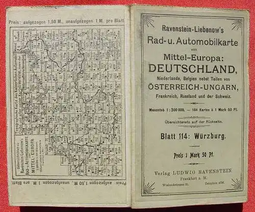 (1009755) Rad- u. Automobilkarte 'Wuerzburg'. Ravenstein, Frankfurt /Main um 1910 ?