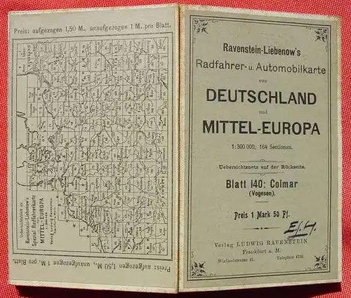 (1009756) Rad- u. Automobilkarte 'Colmar (Vogesen)'. Ravenstein, Frankfurt /Main um 1910 ?