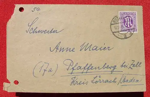 (1039015) Briefkuvert mit Marke u. Stempel : Bielefeld 10. 11. 1945