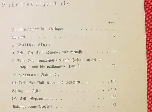 () Ilges / Schmid "Hochverrat des Zentrums am Rhein" Separatisten. Berlin 1934