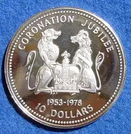 (1006980) Cook-Inseln. 10 Dollars 1978  PP. Kroenungs-Jubilaeum Elizabeth II. 1953-1978