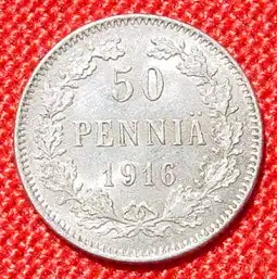 (1007128) Muenze. 50 Penniae 1916 Finnland. Herrliche kleine Silbermuenze