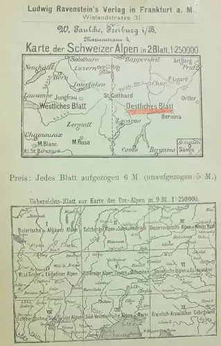 (1039002) 'Karte der Schweizer Alpen'. Oestliches Blatt. Ravenstein Frankfurt /M. 1897