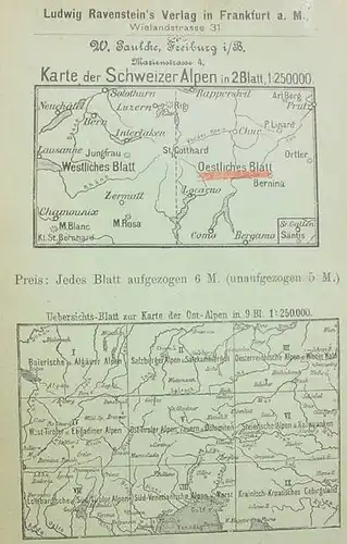 () 'Karte der Schweizer Alpen'. Oestliches Blatt. Ravenstein Frankfurt /M. 1897