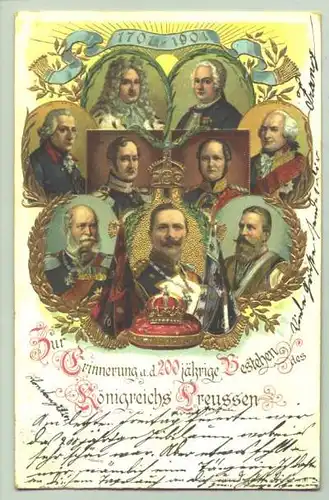 (1025617) Ansichtskarte. Preussen 1701-1901. Praegedruck