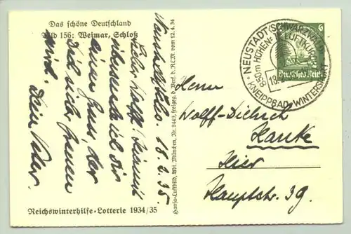 (0360523) Reichswinterhilfe-Lotterie 1934-35, Bildpostkarte 156 'Weimar'. 1935. Ganzsache