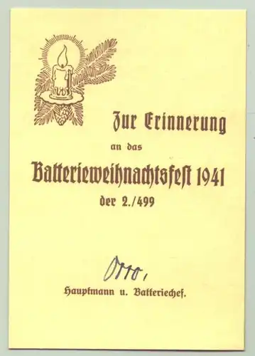 () Vignette aus Buch : Batterieweihnachtsfest 1941 der 2. / 499