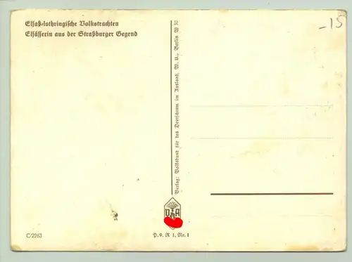 (1010127) Spendenpostkarte VDA. Elsass-lothringische Volkstrachten. P 9. R 1. Nr. 1