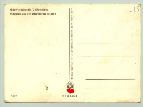 () Spendenpostkarte VDA. Elsass-lothringische Volkstrachten. P 9. R 1. Nr. 1