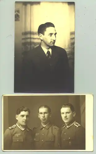 (1025472) Vier Fotos aus den 1930-er Jahren ? Postkartenformat. Der Mann in Zivil trägt eine XX-Reversnadel. 
