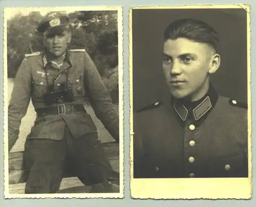 (1025472) Vier Fotos aus den 1930-er Jahren ? Postkartenformat. Der Mann in Zivil trägt eine XX-Reversnadel. 