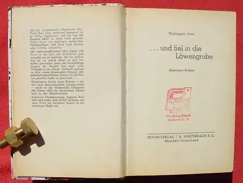 (1006207) Scott "... und fiel in die Loewengrube". Abenteuer. 256 S., Bewin-Verlag Winterbach