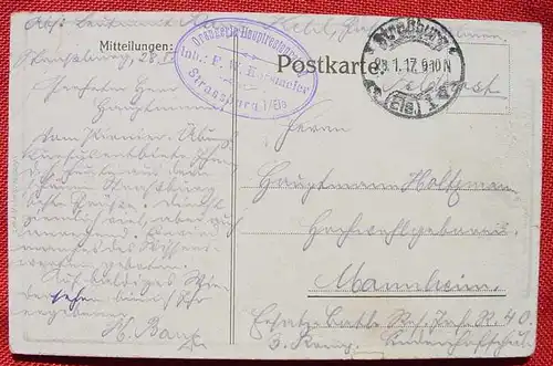 () Ansichtskarte. Strassburg 1917. Kuensterzeichnung v. Allenbach