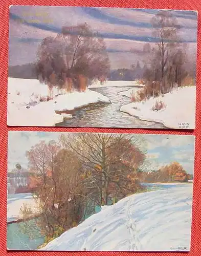 () 2 x Kuenstler-AK. Hans Klatt. Wintertag. Serie 1 No. 248 u. Serie 763