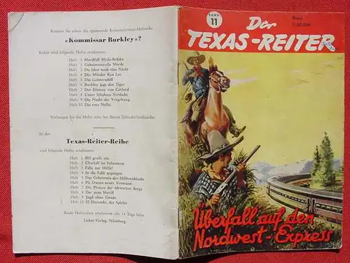 () Der Texas-Reiter Nr. 11, um 1957 Liebel-Verlag, Nuernberg # nlvarchiv, Romanheft Groschenheft Groschenroman