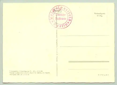 () Amtliche Postkarte. Luftaufnahme Berlin-Reichssportfeld. Dresden um 1936. Verlag Stengel