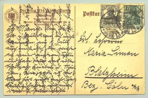 (1010144) "Der Krieg 1914-16 in Postkarten" Diemer. 'Tuerkische Flieger ueber den Dardanellen' Ostpreussenhilfe