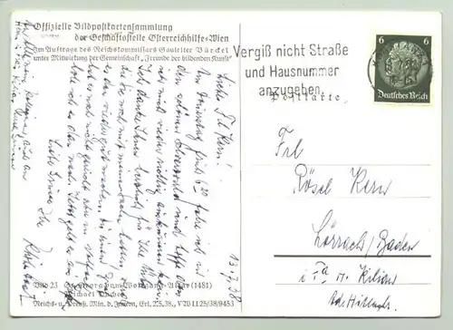 () Ansichtskarte. Offizielle Bildpostkartensammlung Oesterreichhilfe, Wien, 1938