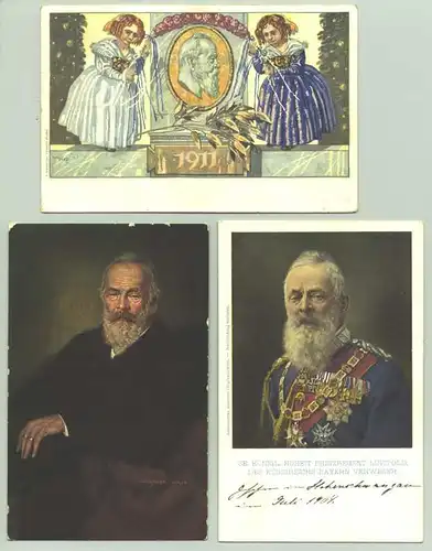 () 3 Ansichtskarten Prinzregent Luitpold von Bayern.  1904 / 1911