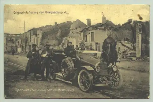 () Ansichtskarte von 1914 mit Abbildung eines militaerischen (?) Automobils. 1914