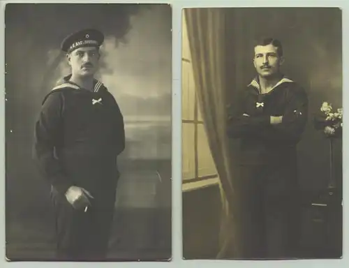 () 2 x Foto-Ansichtskarten Marinesoldaten 1. Weltkrieg / WK I