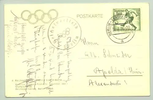(1006770) Amtliche Olympia-Postkarte zugunsten des Olympia-Fonds. 1936