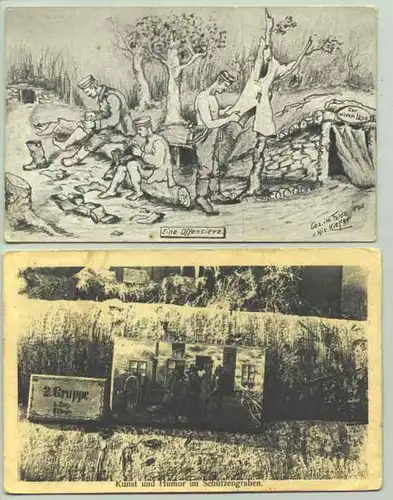 (1025761) 4 x Postkarten. Militaer und Humor 1915-1917