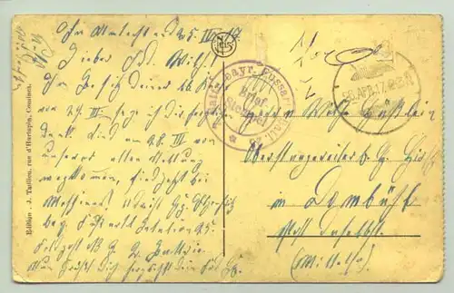 (1025768) Ansichtskarte. Bahnhof Comines. Poststempel von 1917. Gebrauchsspuren