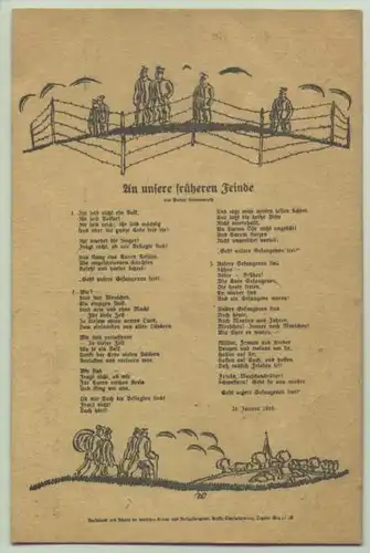 () Ansichtskarte 'An unsere frueheren Feinde'. Simmenroth, Januar 1919