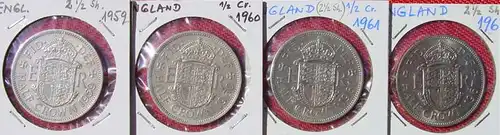 () 16 Muenzen England Half-Crown ab 1889