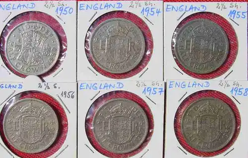 () 16 Muenzen England Half-Crown ab 1889