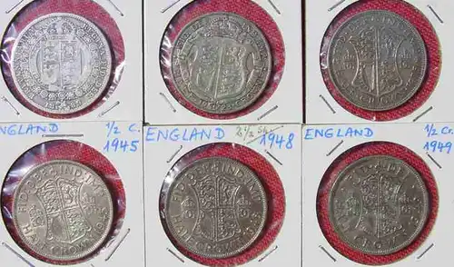 () 16 Muenzen England Half-Crown ab 1889