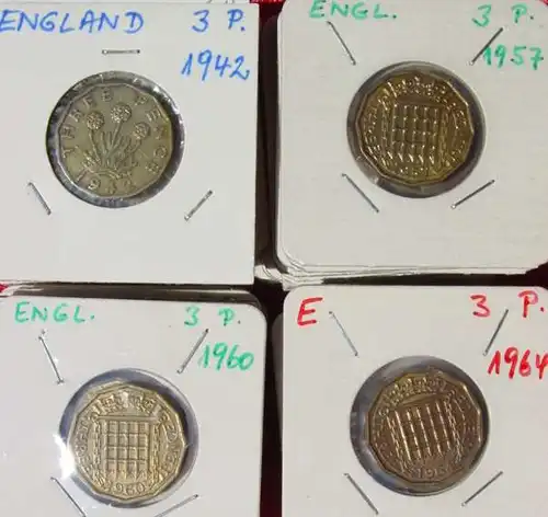 (1030630) 47 Muenzen England 3-Pence ab 1942